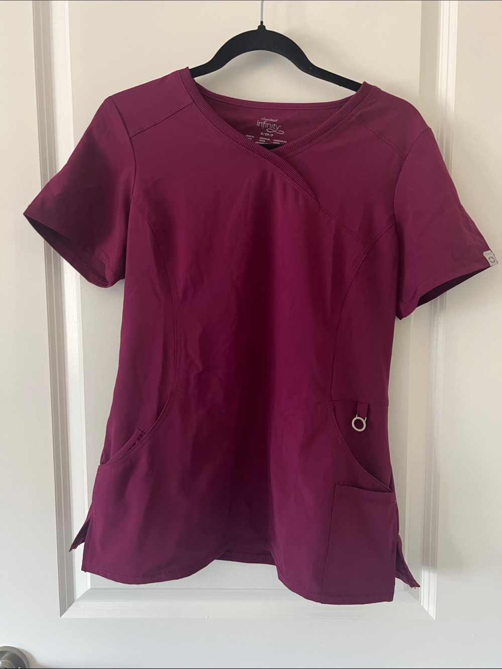 NFINITY Short-Sleeve V-Neck Scrub Top in Plum